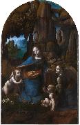 LEONARDO da Vinci Virgin of the Rocks,completed (mk08) oil on canvas